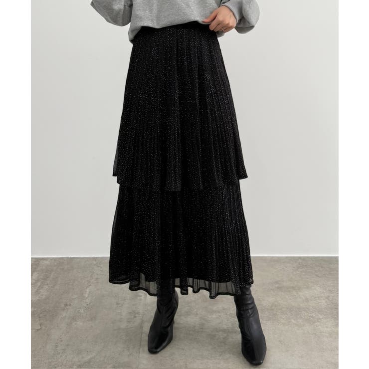 CENEA ラメチュールプリーツティアードスカート | JUNOAH | 詳細画像2 