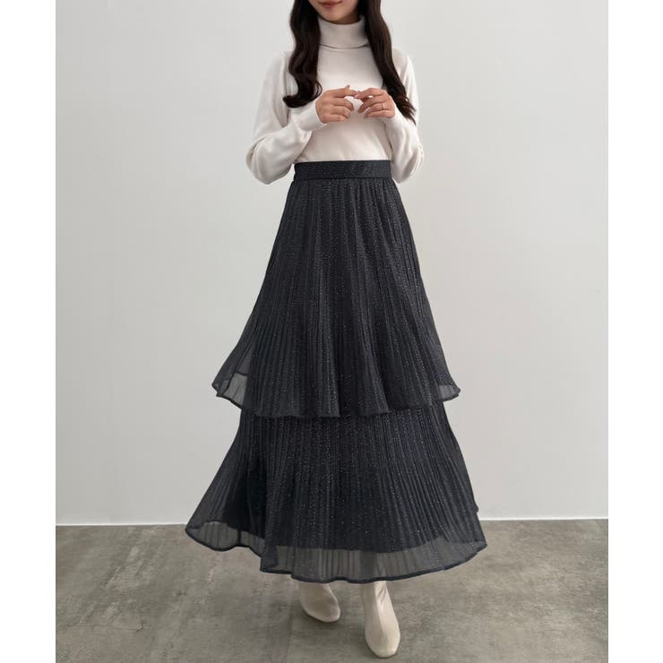 CENEA ラメチュールプリーツティアードスカート | JUNOAH | 詳細画像4 
