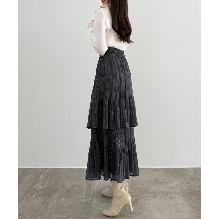 CENEA ラメチュールプリーツティアードスカート | JUNOAH | 詳細画像5 