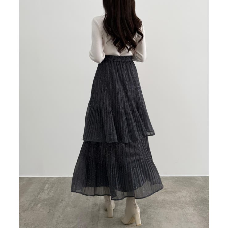 CENEA ラメチュールプリーツティアードスカート | JUNOAH | 詳細画像6 