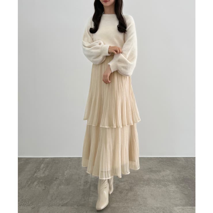 CENEA ラメチュールプリーツティアードスカート | JUNOAH | 詳細画像9 