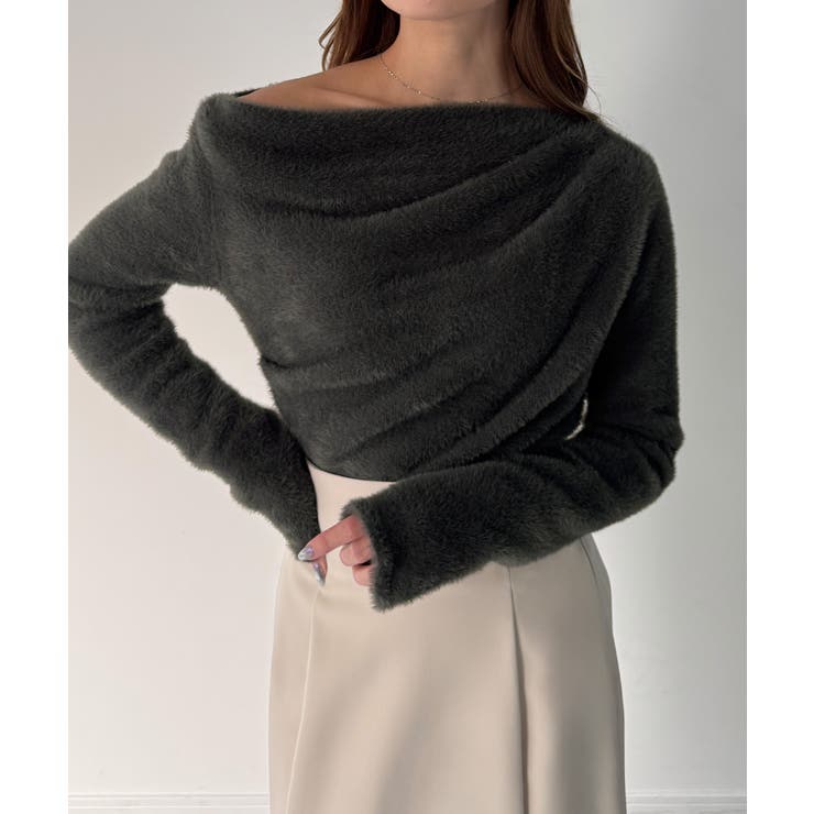 CENEA ドレープシャギーニットトップス | JUNOAH | 詳細画像9 