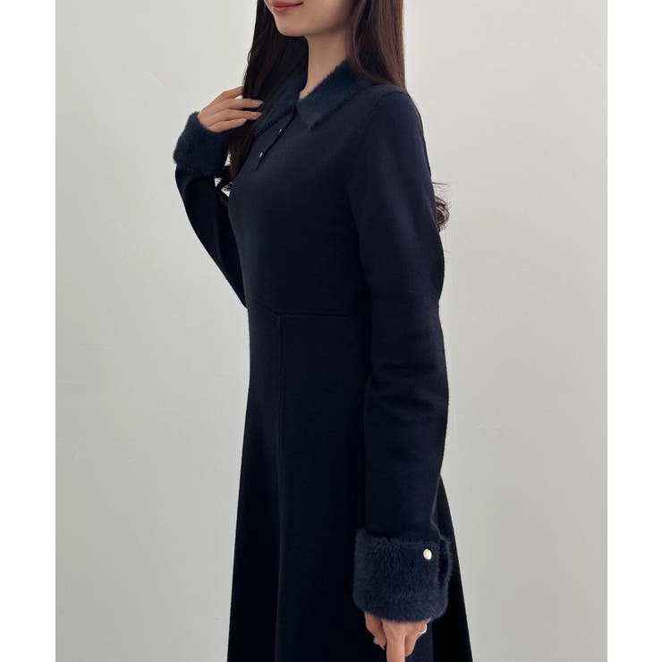 CENEA シャギーカラーフレアニットワンピース | JUNOAH | 詳細画像11 