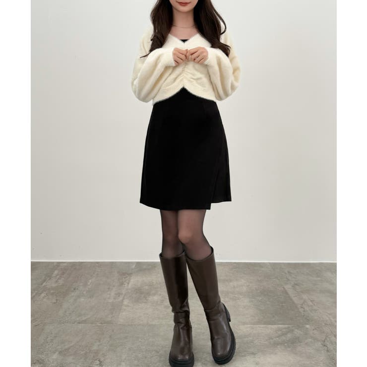 CENEA フロントギャザーシャギーニット＋ミニキャミワンピース | JUNOAH | 詳細画像1 