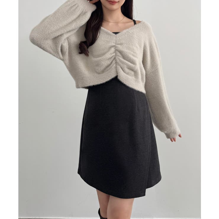 CENEA フロントギャザーシャギーニット＋ミニキャミワンピース | JUNOAH | 詳細画像9 