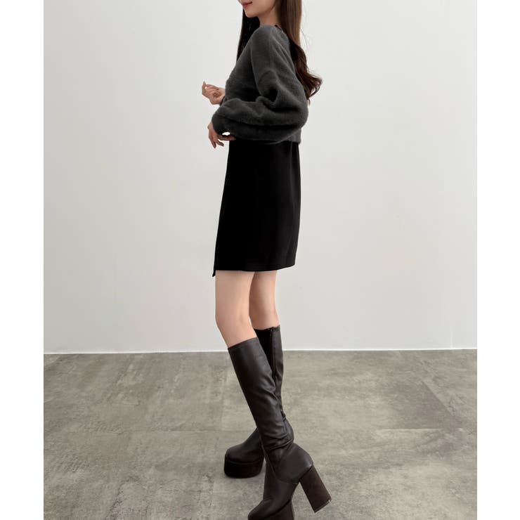 CENEA フロントギャザーシャギーニット＋ミニキャミワンピース | JUNOAH | 詳細画像15 