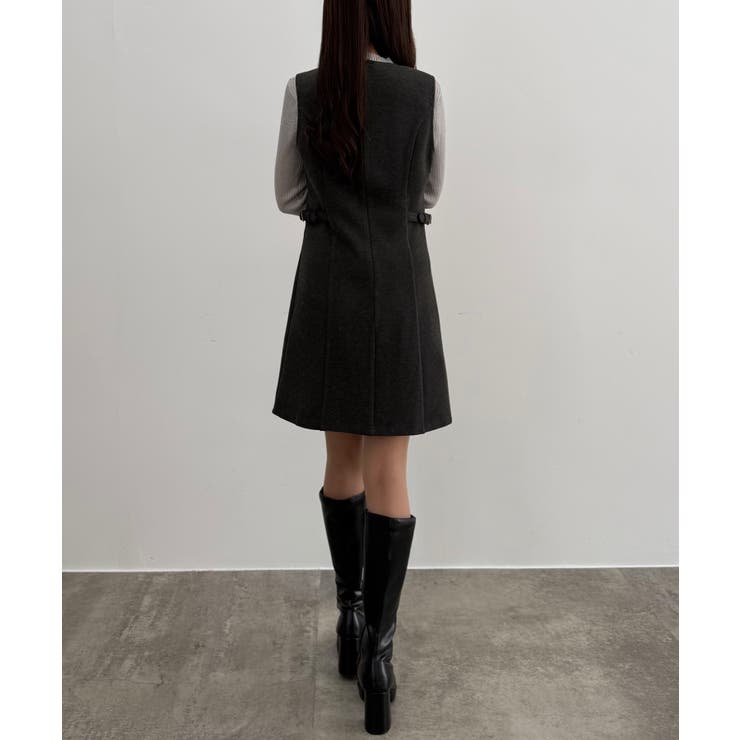 CENEA Vネックミニジャンパースカート | JUNOAH | 詳細画像10 