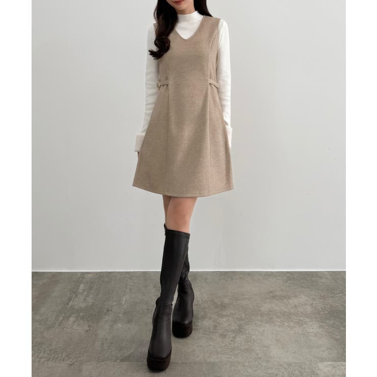 CENEA Vネックミニジャンパースカート | JUNOAH | 詳細画像11 
