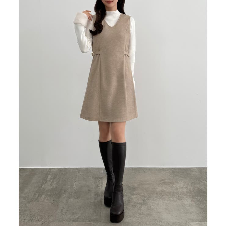 CENEA Vネックミニジャンパースカート | JUNOAH | 詳細画像12 