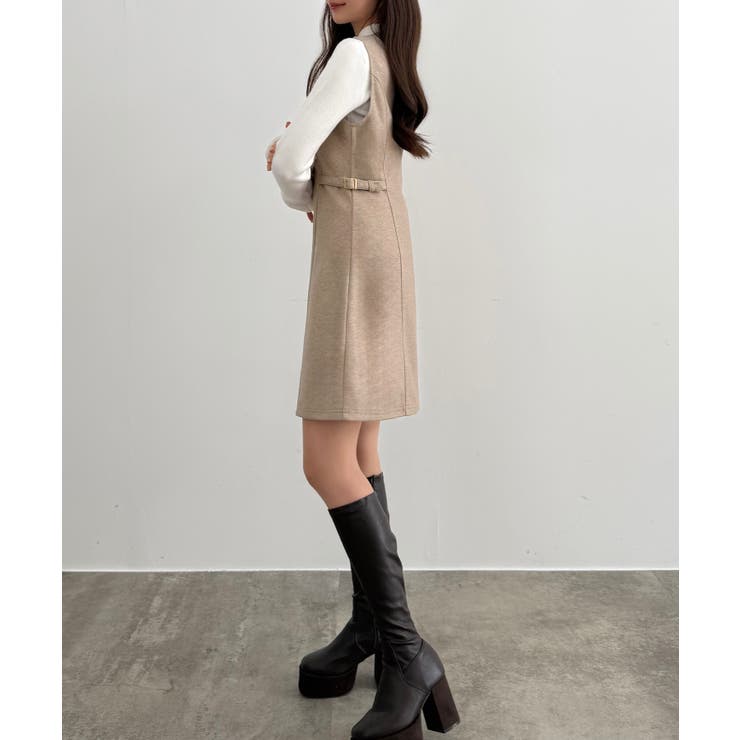 CENEA Vネックミニジャンパースカート | JUNOAH | 詳細画像13 