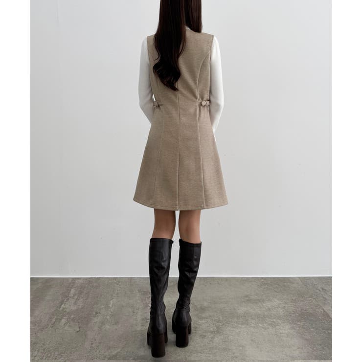 CENEA Vネックミニジャンパースカート | JUNOAH | 詳細画像14 