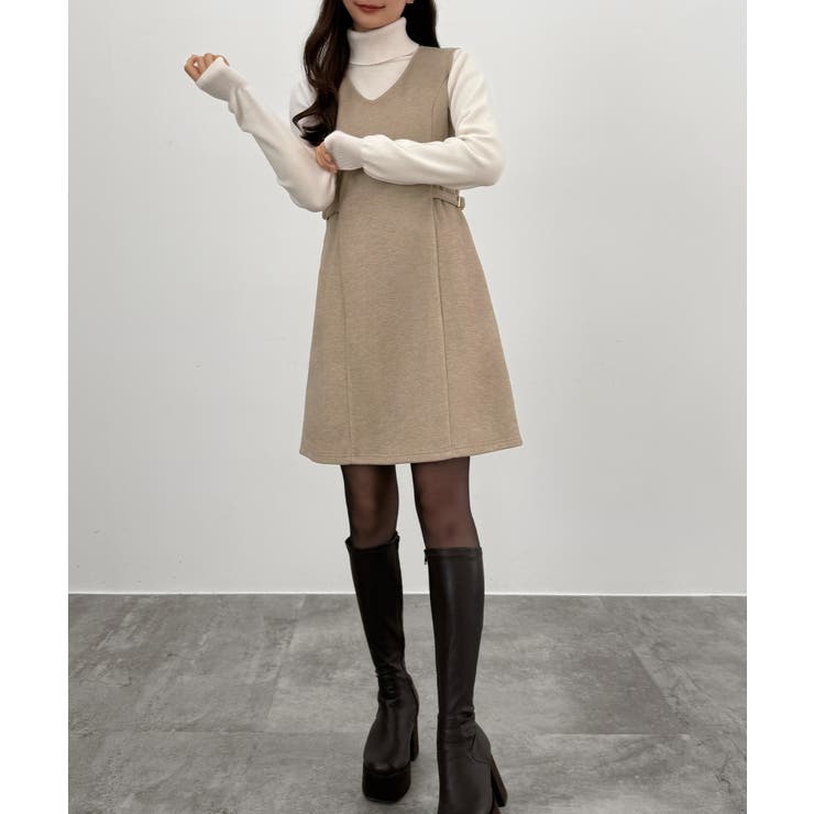 CENEA Vネックミニジャンパースカート | JUNOAH | 詳細画像15 