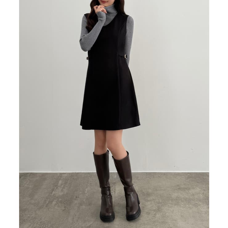 CENEA Vネックミニジャンパースカート | JUNOAH | 詳細画像2 