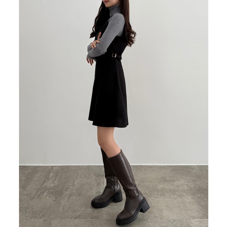 CENEA Vネックミニジャンパースカート | JUNOAH | 詳細画像3 