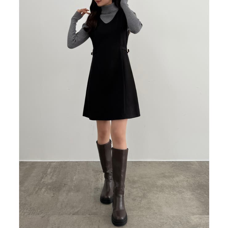 CENEA Vネックミニジャンパースカート | JUNOAH | 詳細画像4 