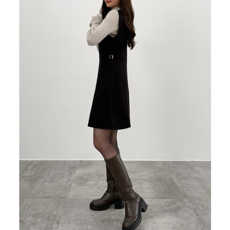 CENEA Vネックミニジャンパースカート | JUNOAH | 詳細画像5 