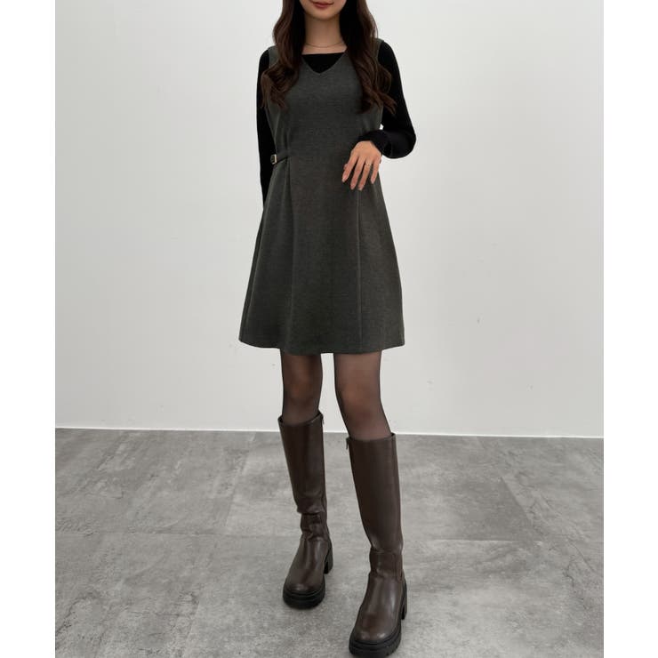 CENEA Vネックミニジャンパースカート | JUNOAH | 詳細画像6 