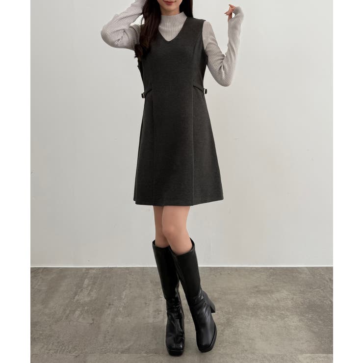 CENEA Vネックミニジャンパースカート | JUNOAH | 詳細画像8 