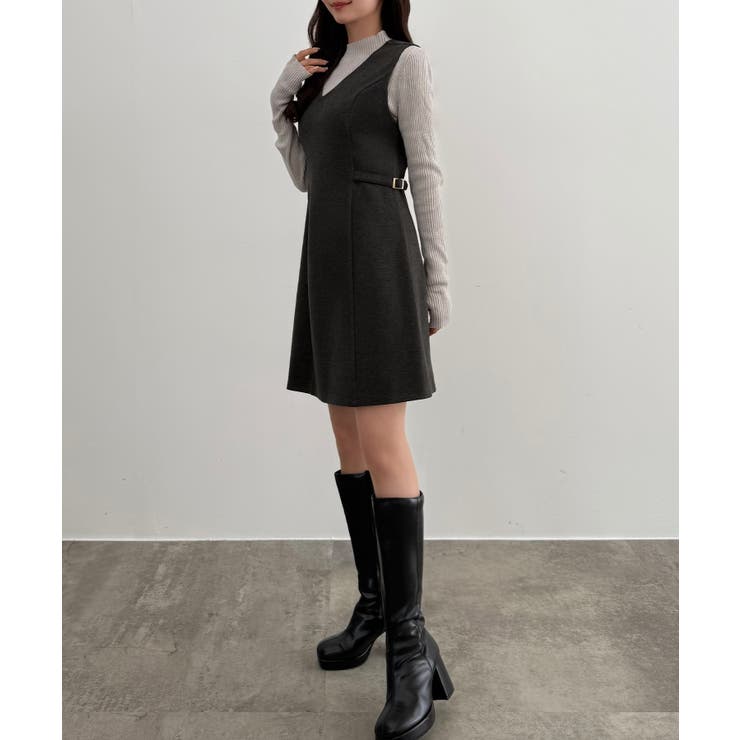 CENEA Vネックミニジャンパースカート | JUNOAH | 詳細画像9 