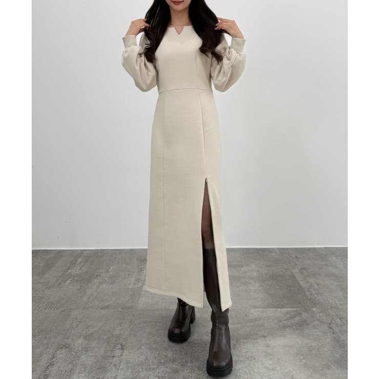 CENEA 裏起毛裾ファスナーIラインワンピース | JUNOAH | 詳細画像1 