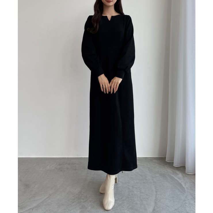 CENEA 裏起毛裾ファスナーIラインワンピース | JUNOAH | 詳細画像14 