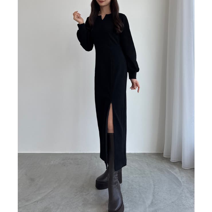 CENEA 裏起毛裾ファスナーIラインワンピース | JUNOAH | 詳細画像16 