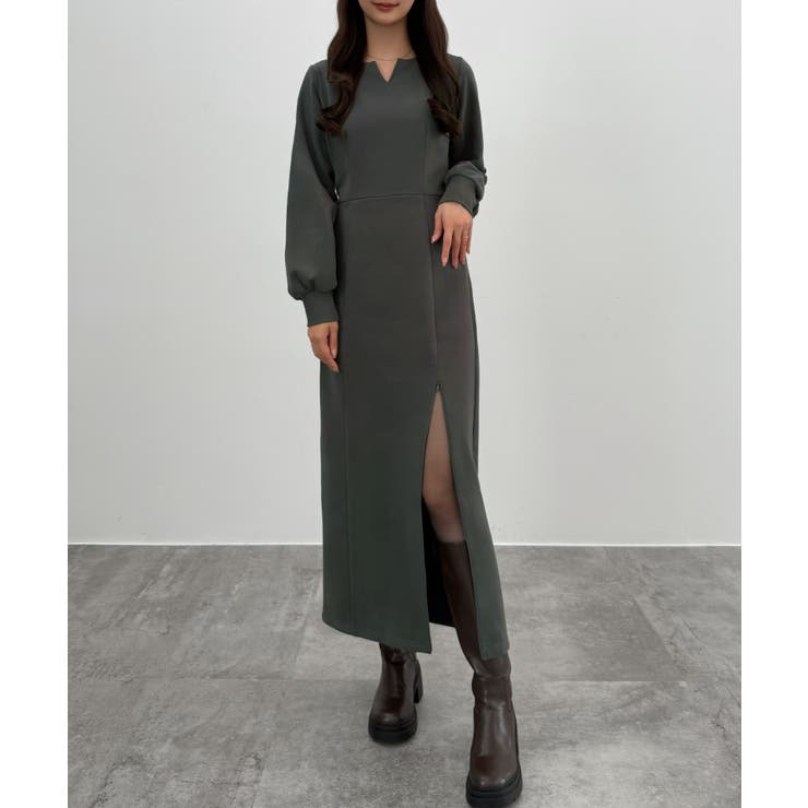 CENEA 裏起毛裾ファスナーIラインワンピース | JUNOAH | 詳細画像18 