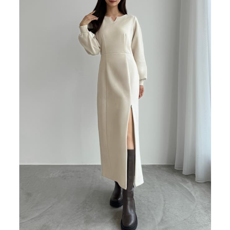 CENEA 裏起毛裾ファスナーIラインワンピース | JUNOAH | 詳細画像2 