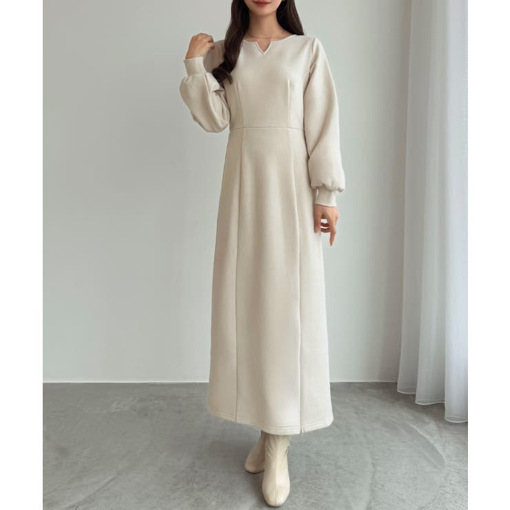 CENEA 裏起毛裾ファスナーIラインワンピース | JUNOAH | 詳細画像3 