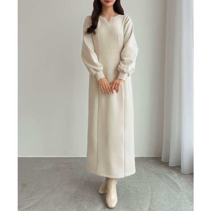 CENEA 裏起毛裾ファスナーIラインワンピース | JUNOAH | 詳細画像4 