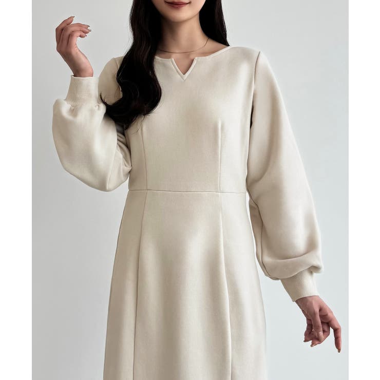 CENEA 裏起毛裾ファスナーIラインワンピース | JUNOAH | 詳細画像6 