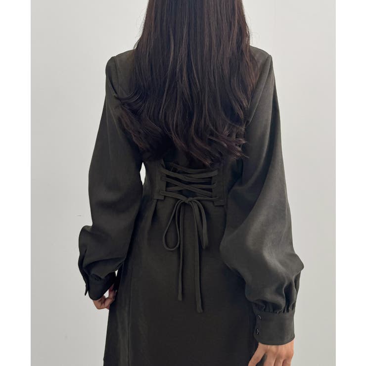 CENEA バックレースアップスクエアネックワンピース | JUNOAH | 詳細画像10 