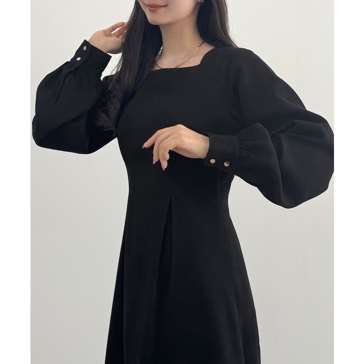 CENEA バックレースアップスクエアネックワンピース | JUNOAH | 詳細画像12 