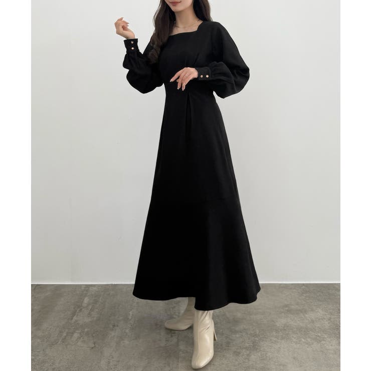 CENEA バックレースアップスクエアネックワンピース | JUNOAH | 詳細画像14 