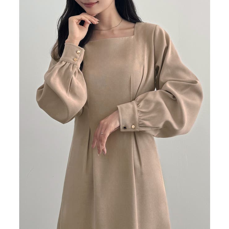 CENEA バックレースアップスクエアネックワンピース | JUNOAH | 詳細画像5 