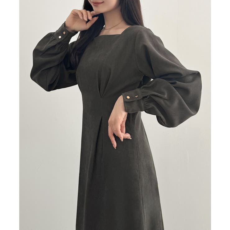 CENEA バックレースアップスクエアネックワンピース | JUNOAH | 詳細画像9 