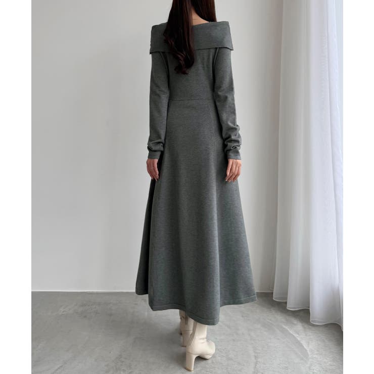 CENEA オフショル風スクエアネックロングニットワンピ | JUNOAH | 詳細画像10 