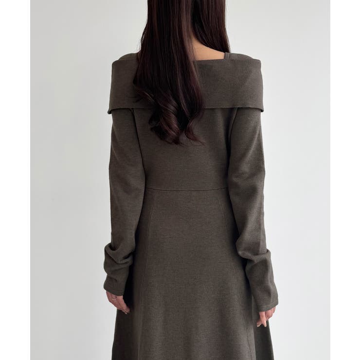 CENEA オフショル風スクエアネックロングニットワンピ | JUNOAH | 詳細画像15 