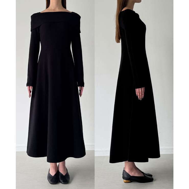 CENEA オフショル風スクエアネックロングニットワンピ | JUNOAH | 詳細画像16 