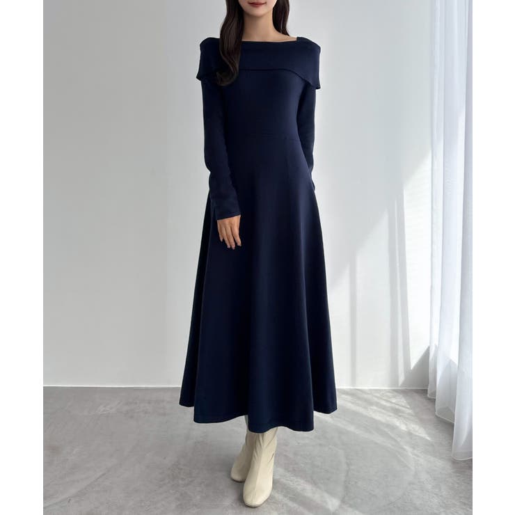 CENEA オフショル風スクエアネックロングニットワンピ | JUNOAH | 詳細画像20 