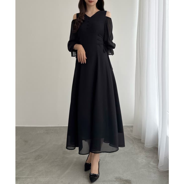 ブラック | CENEA キャンディースリーブシアーコルセットワンピース | JUNOAH