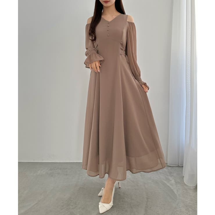 ピンクベージュ | CENEA キャンディースリーブシアーコルセットワンピース | JUNOAH