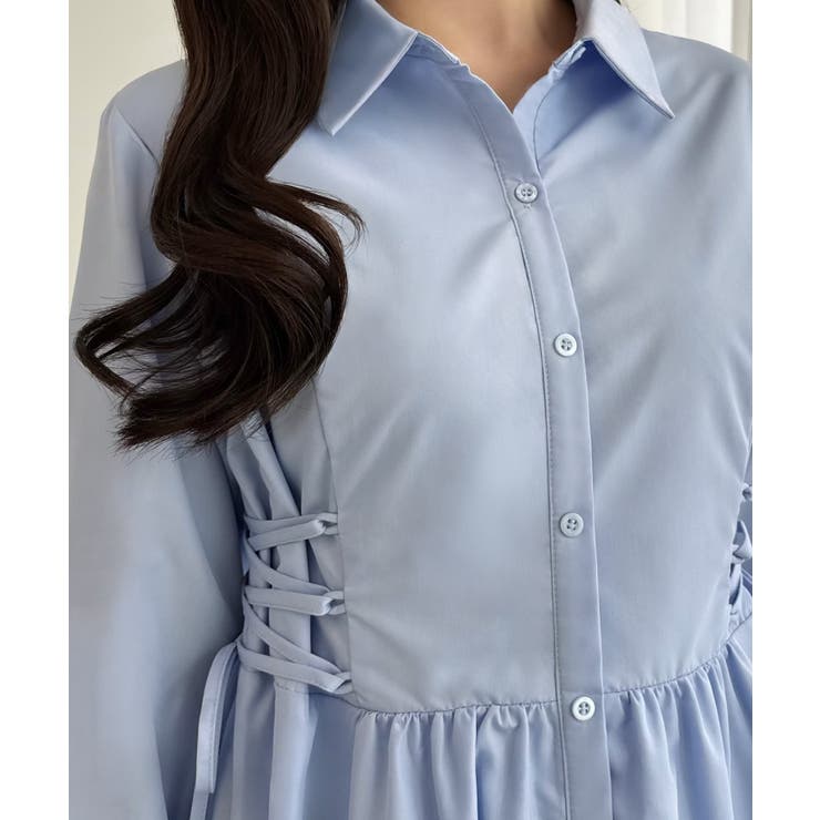 CENEA サイドレースアップヘムフレアシャツワンピース | JUNOAH | 詳細画像12 