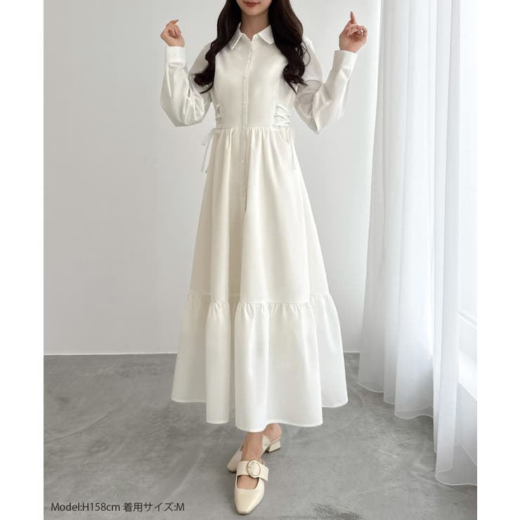 CENEA サイドレースアップヘムフレアシャツワンピース | JUNOAH | 詳細画像2 