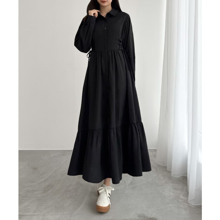 CENEA サイドレースアップヘムフレアシャツワンピース | JUNOAH | 詳細画像5 