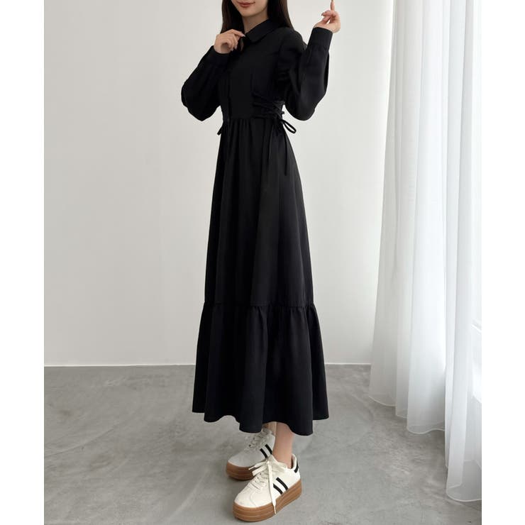 CENEA サイドレースアップヘムフレアシャツワンピース | JUNOAH | 詳細画像6 