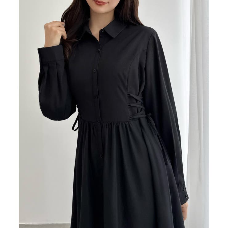 CENEA サイドレースアップヘムフレアシャツワンピース | JUNOAH | 詳細画像8 