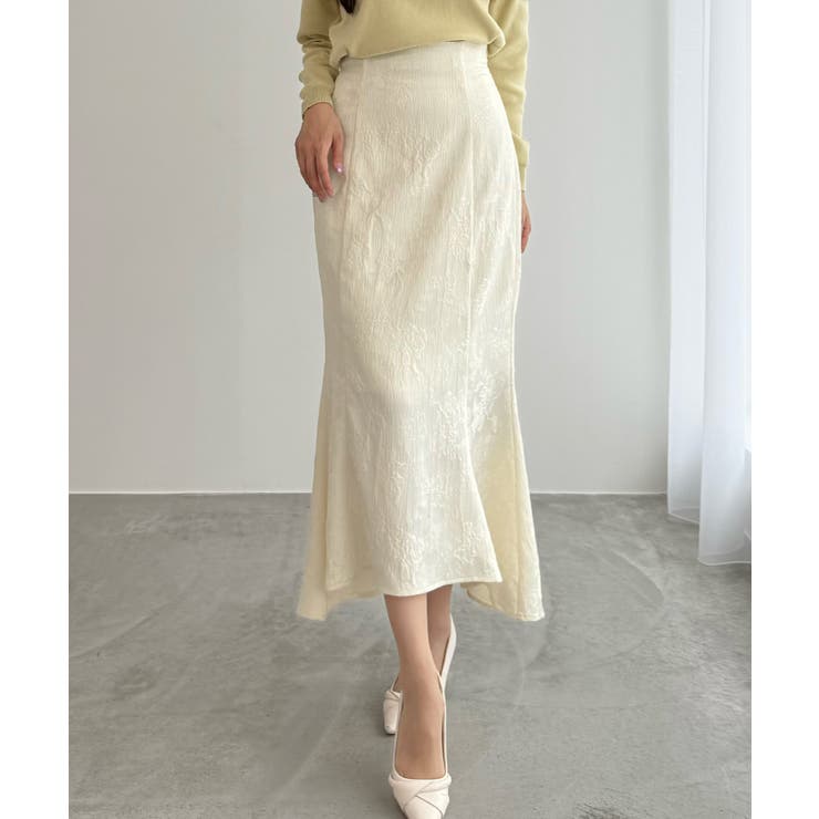 アイボリー | CENEA ハイウエストレースアップジャガードマーメイドスカート | JUNOAH