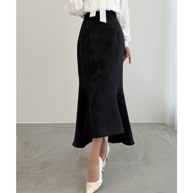 ブラック | CENEA ハイウエストレースアップジャガードマーメイドスカート | JUNOAH