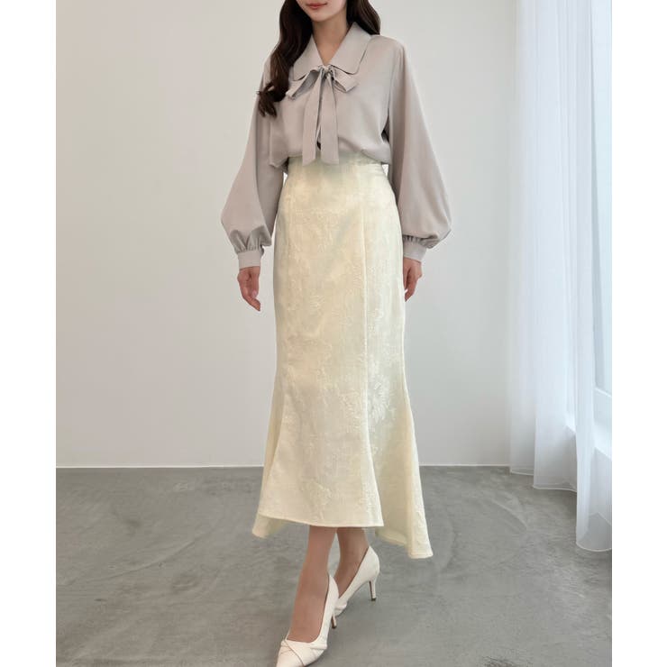 CENEA ハイウエストレースアップジャガードマーメイドスカート | JUNOAH | 詳細画像4 